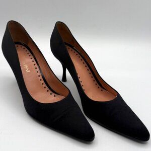 Vintage Yves Saint Laurent YSL Black Satin Pumps Size 36 3" Heel Italy Classic!